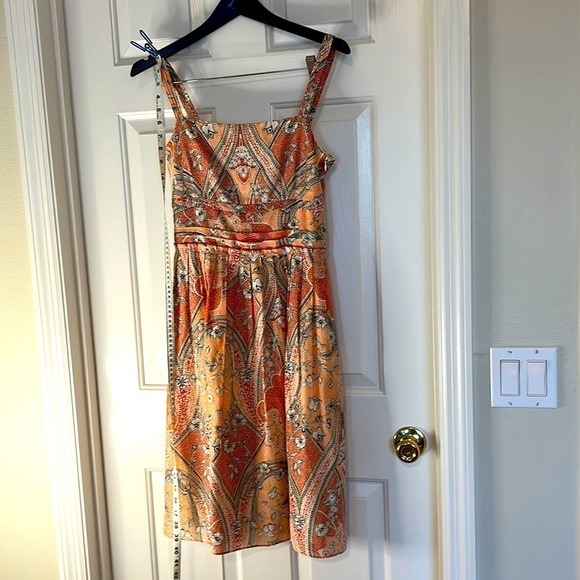Ann Taylor silk blend sundress orange floral print Sz 2 - Picture 1 of 6